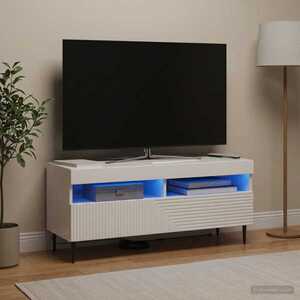 Imagine vidaXL Cabinet TV cu LED Alb foarte lucios Lemn prelucrat