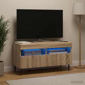 Imagine vidaXL Cabinet TV cu LED Stejar Sonoma Lemn prelucrat