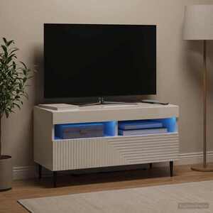 Imagine vidaXL Cabinet TV cu LED Alb foarte lucios Lemn prelucrat