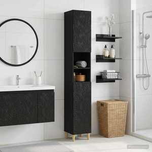 Imagine vidaXL Cabinet de Baie cu Raft Deschis DELFT Negru 30 x 31 x 190 cm