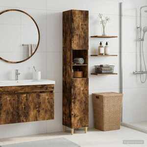 Imagine vidaXL Cabinet de Baie cu Raft Deschis DELFT Stejar fumuriu