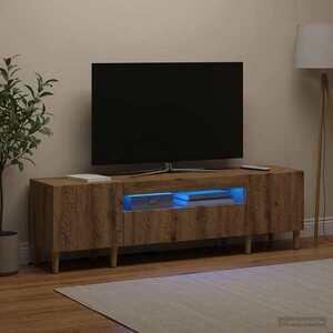 Imagine vidaXL Cabinet TV cu LED Stejar Artizanal Lemn prelucrat