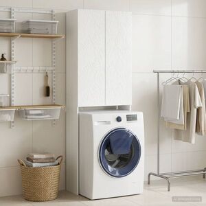 Imagine vidaXL Dulap pentru toaletă DELFT Alb foarte lucios 66 x 25, 5 x 190 cm