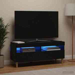 Imagine vidaXL Cabinet TV cu LED Negru Lemn prelucrat