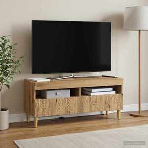 Imagine vidaXL Cabinet TV cu LED Stejar Artizanal Lemn prelucrat