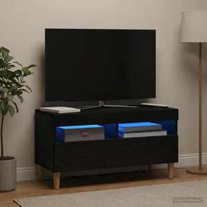 Imagine vidaXL Cabinet TV cu LED Negru Lemn prelucrat