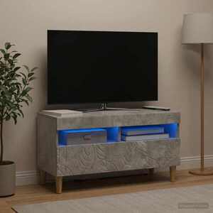 Imagine vidaXL Cabinet TV cu LED Gri Beton Lemn prelucrat