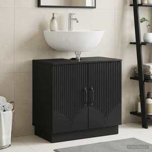 Imagine vidaXL Dulap pentru Chiuveta de Baie HOORN Negru 59, 5 x 31, 5 x 56 cm
