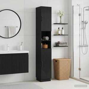 Imagine vidaXL Cabinet de Baie cu Raft Deschis HOORN Negru 30 x 31 x 187 cm