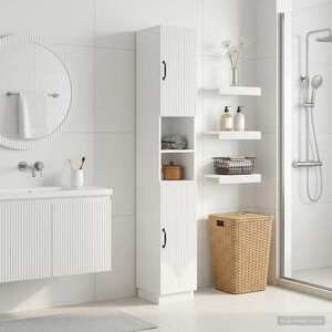 Imagine vidaXL Cabinet de Baie cu Raft Deschis HOORN Alb foarte lucios