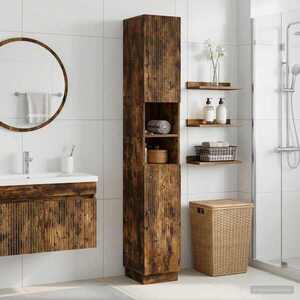 Imagine vidaXL Cabinet de Baie cu Raft Deschis HOORN Stejar fumuriu