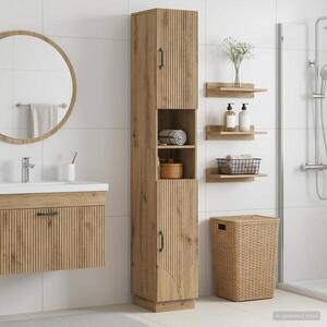 Imagine vidaXL Cabinet de Baie cu Raft Deschis HOORN Stejar Artizanal