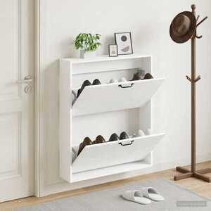 Imagine vidaXL Dulap pentru pantofi montat pe perete HOORN 71 x 17 x 86 cm Alb