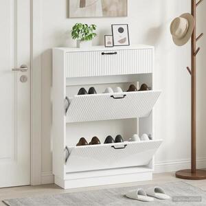 Imagine vidaXL Dulap pentru pantofi HOORN 78 x 24 x 100 cm Lemn prelucrat Alb