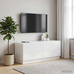 Imagine vidaXL Cabinet TV Alb foarte lucios Lemn prelucrat