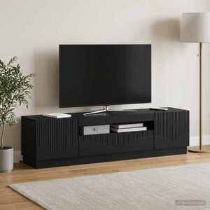 Imagine vidaXL Cabinet TV cu LED Negru Lemn prelucrat