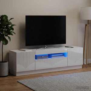 Imagine vidaXL Cabinet TV cu LED Alb foarte lucios Lemn prelucrat