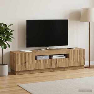 Imagine vidaXL Cabinet TV cu LED Stejar Artizanal Lemn prelucrat