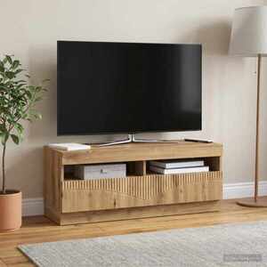Imagine vidaXL Cabinet TV cu LED Stejar Artizanal Lemn prelucrat