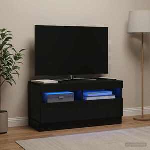 Imagine vidaXL Cabinet TV cu LED Negru Lemn prelucrat