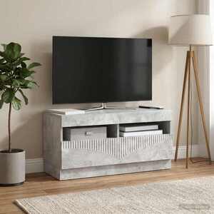 Imagine vidaXL Cabinet TV cu LED Gri Beton Lemn prelucrat