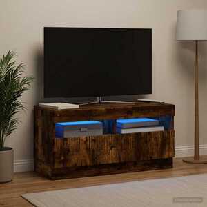 Imagine vidaXL Cabinet TV cu LED Stejar fumuriu Lemn prelucrat