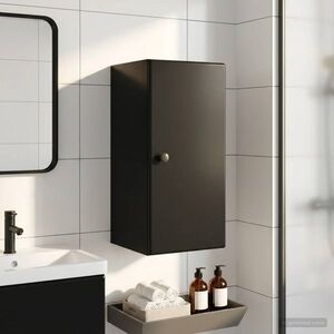 Imagine vidaXL Dulap de perete pentru baie BREDA Negru 30 x 31 x 59 cm