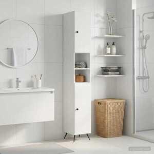 Imagine vidaXL Cabinet de Baie cu Raft Deschis BREDA Alb 30 x 31 x 190 cm