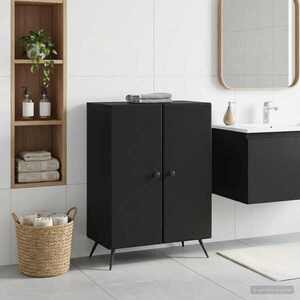 Imagine vidaXL Dulap de Depozitare pentru Baie BREDA Negru 59, 5 x 31 x 80 cm
