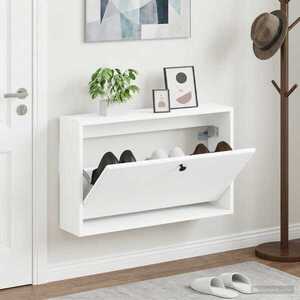 Imagine vidaXL Dulap pentru pantofi montat pe perete BREDA 71 x 17 x 43 cm Alb