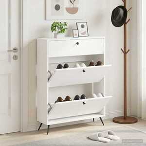 Imagine vidaXL Dulap pentru pantofi BREDA 78 x 24 x 103 cm Lemn prelucrat Alb