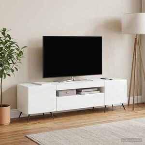 Imagine vidaXL Cabinet TV cu LED Alb foarte lucios Lemn prelucrat
