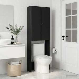 Imagine vidaXL Dulap pentru toaletă BREDA Negru 66 x 25, 5 x 190 cm