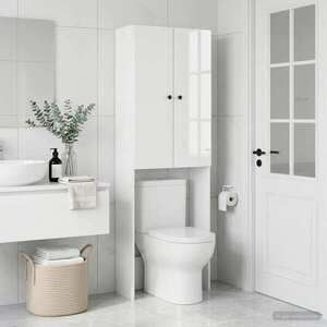 Imagine vidaXL Dulap pentru toaletă BREDA Alb foarte lucios 66 x 25, 5 x 190 cm