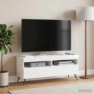 Imagine vidaXL Cabinet TV cu LED Alb foarte lucios Lemn prelucrat