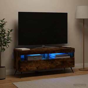 Imagine vidaXL Cabinet TV cu LED Stejar fumuriu Lemn prelucrat