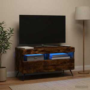 Imagine vidaXL Cabinet TV cu LED Stejar fumuriu Lemn prelucrat