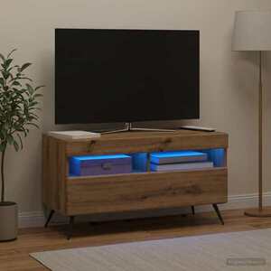 Imagine vidaXL Cabinet TV cu LED Stejar Artizanal Lemn prelucrat