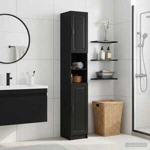Imagine vidaXL Cabinet de Baie cu Raft Deschis UTRECHT Negru 30 x 31 x 187 cm