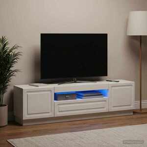 Imagine vidaXL Cabinet TV cu LED Alb foarte lucios Lemn prelucrat