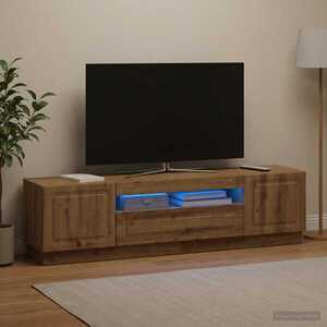 Imagine vidaXL Cabinet TV cu LED Stejar Artizanal Lemn prelucrat