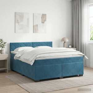 Imagine vidaXL Pat boxspring cu saltea Albastru închis 180 x 200 cm Catifea