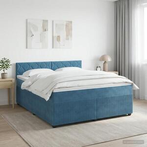 Imagine vidaXL Pat boxspring cu saltea Albastru închis 180 x 200 cm Catifea