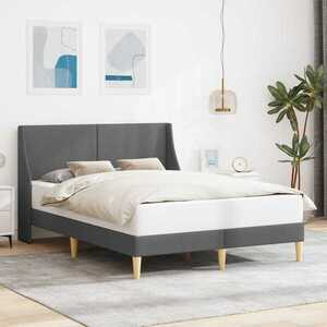 Imagine vidaXL Cadru de pat cu headboard Gri închis 137 x 190 cm Țesătură