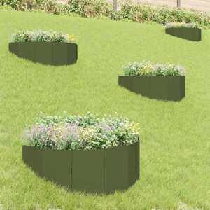 Imagine vidaXL Margine pentru gazon 4 buc. 100 x 45 cm Oțel Verde măsliniu