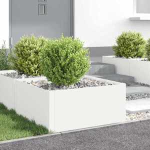 Imagine vidaXL Margine pentru gazon 4 buc. 60 x 60 x 35 cm Oțel Alb