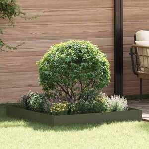Imagine vidaXL Margine pentru gazon 100 x 100 x 20 cm Oțel Verde măsliniu