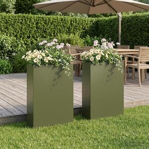 Imagine vidaXL Vază pentru Grădină 2 buc. Verde măsliniu 40 x 20 x 75 cm