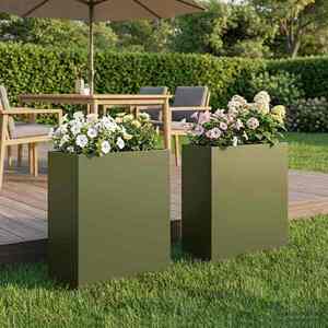 Imagine vidaXL Vază pentru Grădină 2 buc. Verde măsliniu 40 x 20 x 50 cm