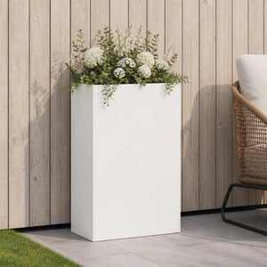 Imagine vidaXL Vază pentru Grădină Alb 40 x 20 x 75 cm Oțel laminat la rece